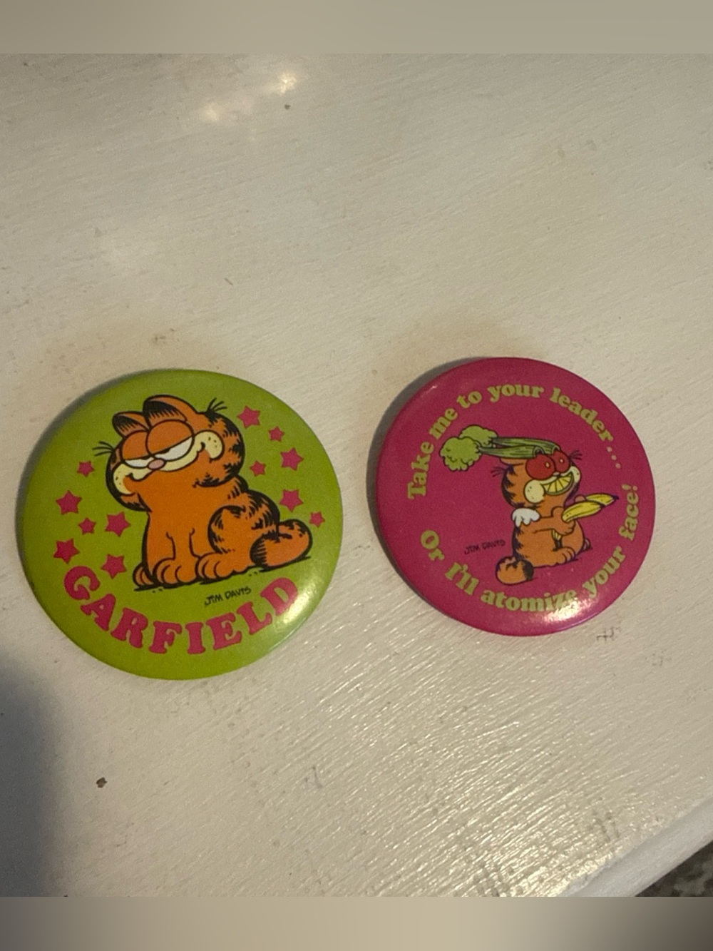 VINTAGE NOS 2" PINBACK BUTTON #78 GARFIELD 1978 vintage TAKE ME TO YOUR LEADER